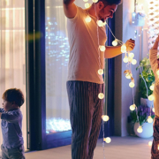 family decorating in new home